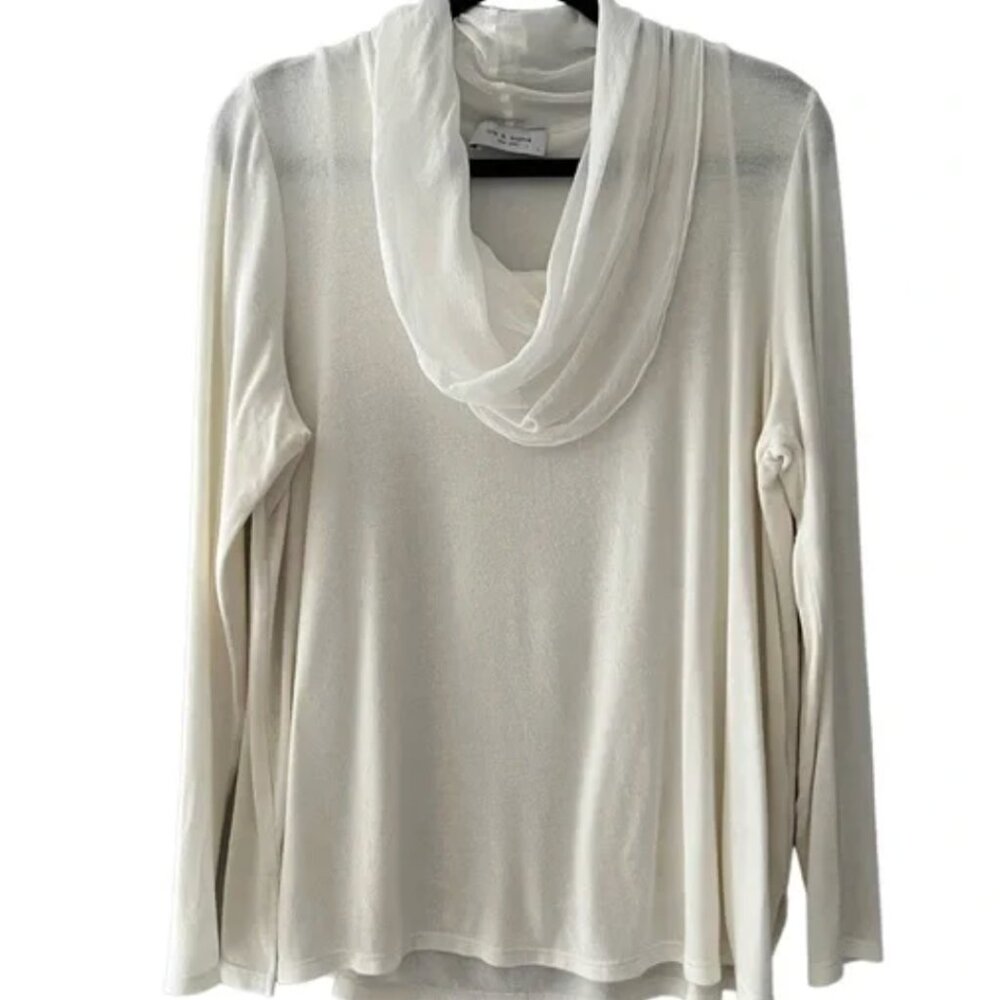 Lola & Sophie Silk Blend off white  Cowl Neck Pullover Sweater